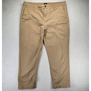 J Crew High Rise Girlfriend Chino Pants Womens 16 Khaki Brown Stretch Ankle